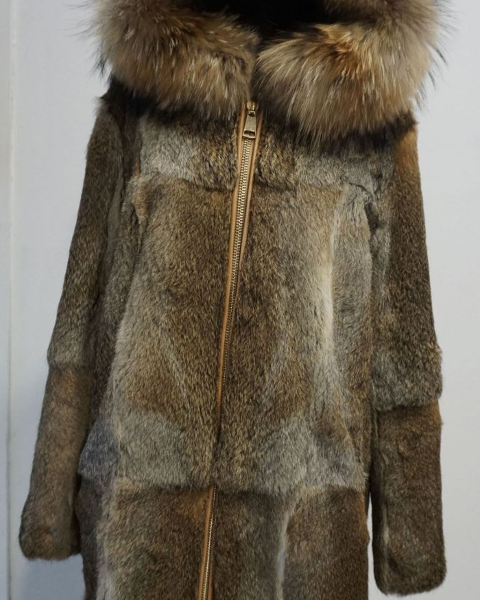 Abrigo piel de conejo Ártico