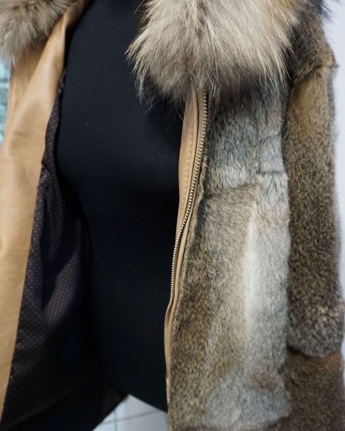 Abrigo piel de conejo Ártico